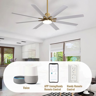 Sofucor Large Smart APP 8 Arms Fan 66'' Ceiling Fan with LED Light Kit & Remote Control LED Light Chandelier Industrial Ceiling Fan Quiet DC Motor