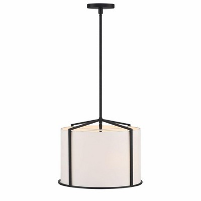 Carlyn Mini Drum Silk Shade Black Pendant Light