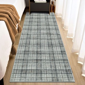 Nasitip Washable Rug-Modern Plaid Area Rug Non Slip Soft Rugs-Low Pile Foldable Floor Cover Accent Carpet - 1 of 4