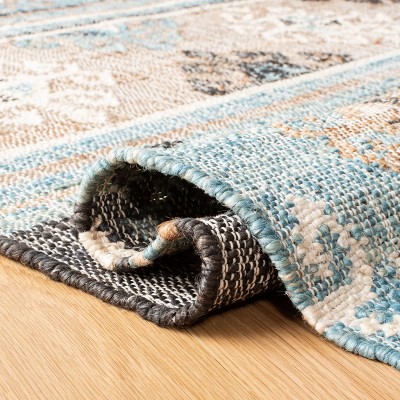 Handmade Blue and Ivory Wool Tribal 3' x 5' Area Rug
