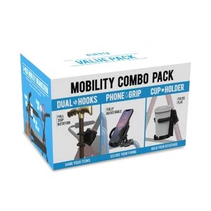 Mobility Aid Combo Pack, Cup Holder, Phone Grip, Hooks, 1 Count - 1 of 4