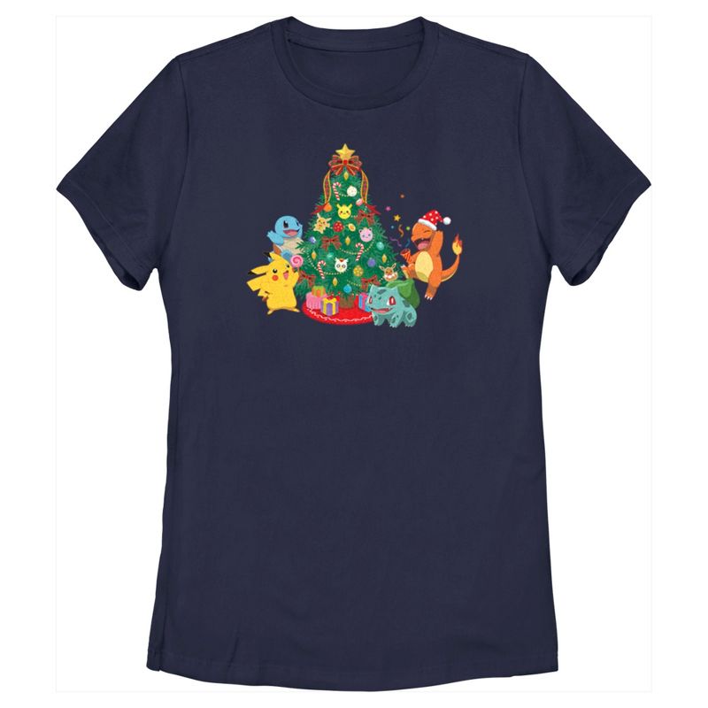 Women's Pokemon Christmas Tree Characters T-Shirt, 1 of 5