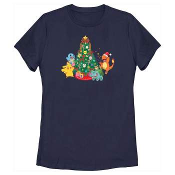 Women's Pokemon Christmas Tree Characters T-Shirt