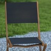 Emma and Oliver Set of Two Weather Resistant All Natural Acacia Wood Folding Bistro Chairs with Textilene Mesh Seats and Backs - 3 of 4