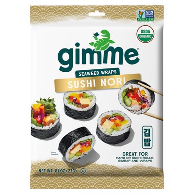 Gimme Organic Roasted Seaweed Sushi Nori Wraps - 0.81oz : Target