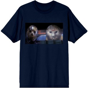 Men's Navy Colored T-shirt, Jason Voorhees Masks - 1 of 1