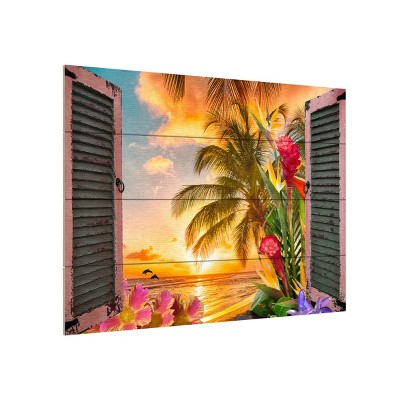 Leo Kelly 'Tropical Window to Paradise II' Multi Panel Art Set Large Diamond
