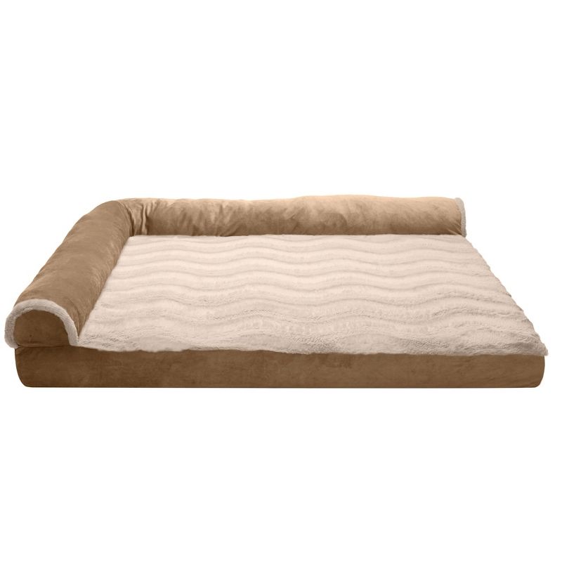 FurHaven Wave Fur & Velvet Deluxe Chaise Lounge Orthopedic Sofa-Style Dog Bed, 2 of 4