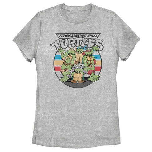 Teenage Mutant Ninja Turtles Youth Large Small Grey T-Shirt Characters TMNT  Logo