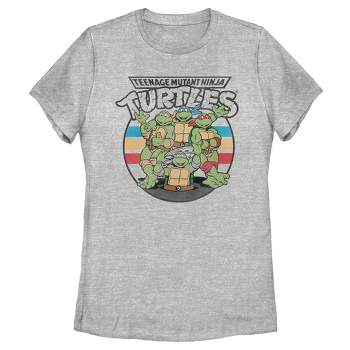 Women's Teenage Mutant Ninja Turtles Retro Striped Brothers Logo T-Shirt