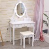 Modern Makeup Vanity, Girls Vanity Set with Lighted Mirror and Cushioned Stool, Make Up Table with 5 Drawers - 3 of 4