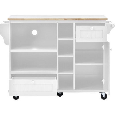 LunaLulinlk Kitchen Island Cart with Storage Cabinet and Two Locking Wheels,Solid wood desktop,Microwave cabinet