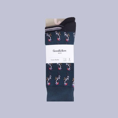 Men's Woodpecker Novelty Socks 2pk - Goodfellow & Co™ Green 10-13