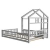 NicBex Twin Size Wooden Platform Bed, House Shaped Bed Frame with Twin Size Trundle and Guardrails for Boy and Girl, Easy Assembly - 3 of 4