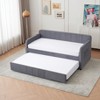 Gulches Twin Size Upholstered Daybed with Trundle Wood Slat Support Grey Solid Pine Wood MDF Frame for Bedroom Living Room Guest Room - 3 of 4