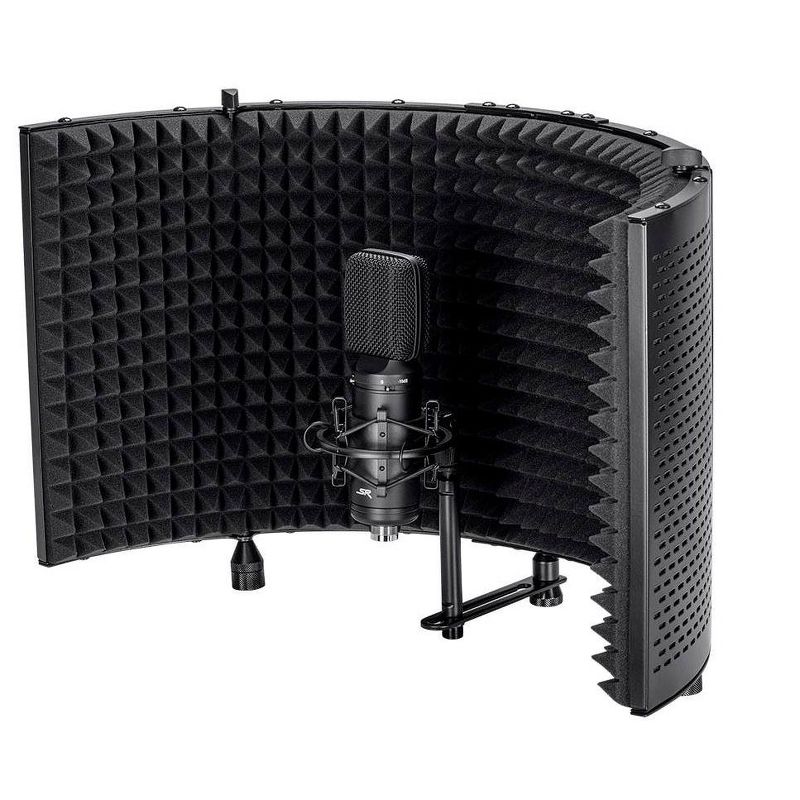 Monoprice Microphone Isolation Shield - Black - Foldable with 3/8in Mic Threaded Mount, High Density Absorbing Foam Front and Vented Metal Back Plate, 5 of 9