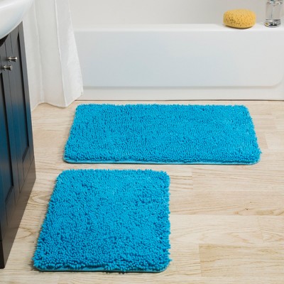 Bathroom Rug Set Of 2 – Memory Foam Bathmats With Embossed Coral Fleece Top  – Non-slip Absorbent Rugs For Shower Or Laundry By Lavish Home (brown) :  Target