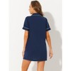 cheibear Women's Notched Collar Button Down Pajama Shirt Dress with Pocket - 3 of 4