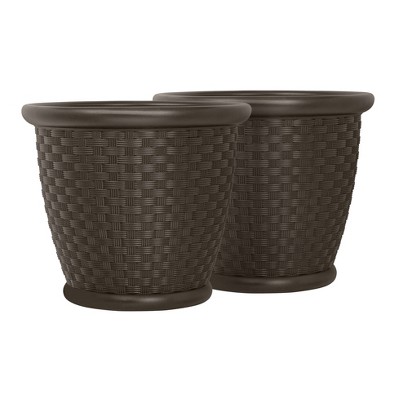 18" Sonora Decorative Planter 2 Pack - Brown - Suncast