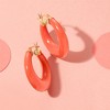 Ross-Simons Simulated Coral Hoop Earrings in 14kt Yellow Gold - 3 of 4