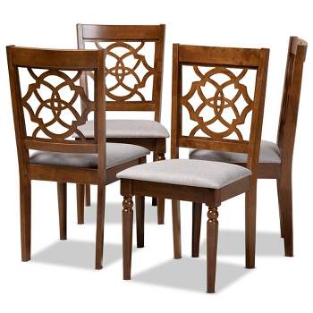 Set of 4 Lylah Dining Chair Gray/Walnut - Baxton Studio: Modern Upholstered, Foam-Padded, Wood Frame