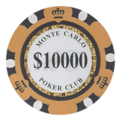 Slickblue 25-Pack Monte Carlo 14g Poker Chips, Clay Composite, Holo Inlay, Casino Style Set, Multi-Color, $1-$10,000