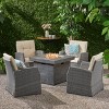 Christopher Knight Home Mawbey Outdoor Wicker 5 Piece Club Chair and Fire Pit Set with Cushions - 2 of 4