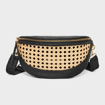 Straw Detail Belt Crossbody Bag - Universal Thread™ Black