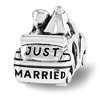 Black Bow Jewelry Sterling Silver & Crystal Just Married Bride & Groom Car Bead Charm - 2 of 4