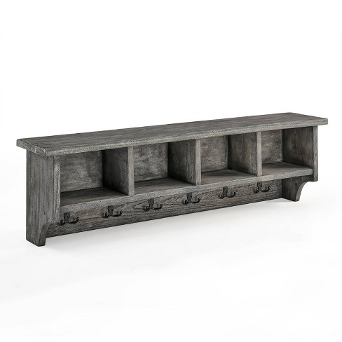 Pomona 48H Metal and Solid Wood Bath Floor Storage Shelf