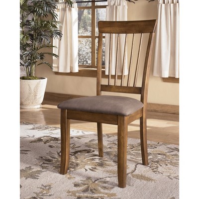 Rustic Brown Microfiber Upholstered Dining Chairs, Set of 2
