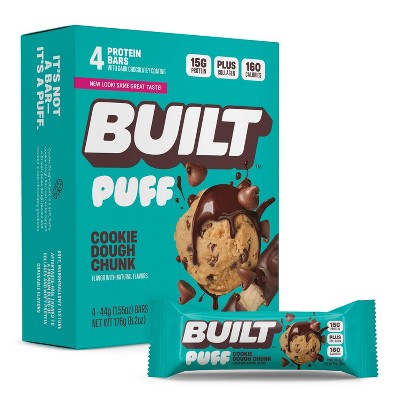 Built Bar Cookie Dough Chunk Puff Protein Bars - 15g Protein - 6.2oz/4ct