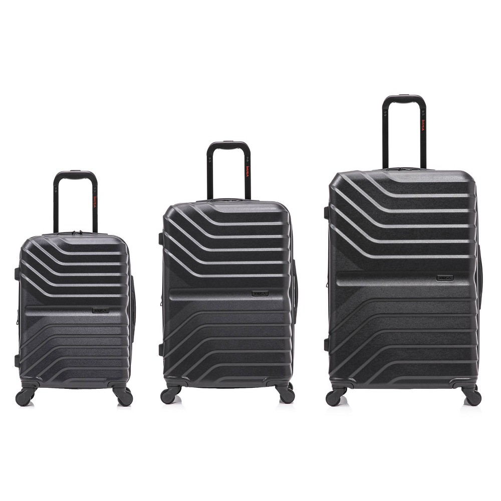 Photos - Travel Accessory InUSA Aurum Lightweight Hardside Spinner 3pc Luggage Set - Black 