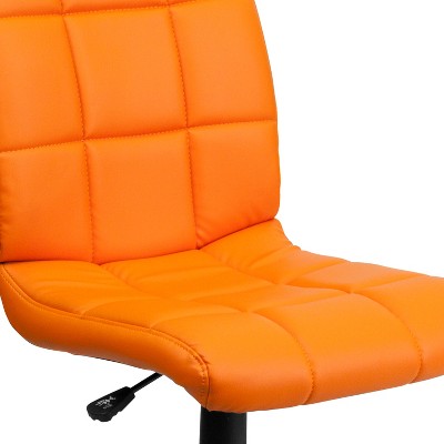 Mid-Back Armless Orange Vinyl Task Chair with Swivel