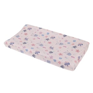 NoJo Mermaid Lagoon Pink, and Blue Sea Friends Super Soft Contoured Changing Pad Cover - 1 of 3