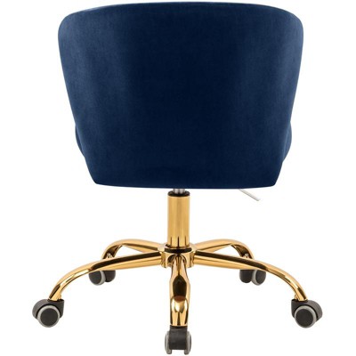 Navy Velvet and Gold Armless Swivel Office Chair