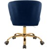 Meridian Furniture Finley Swivel Adjustable Navy Velvet and Gold Office Chair - 3 of 4