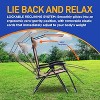SereneLife Zero Gravity Lounge Chair, Adjustable Steel Mesh Recliners, with Canopy, Removable Pillows and Cup Holder Side Tables, Set of 2, Cream - 3 of 4