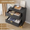coucheta 3/4 Drawer Dresser with Metal Legs, Modern Wood Dressers Chest Organizer with Wide Storage,for Bedroom, Living Room, Hallway, Entryway - 3 of 4