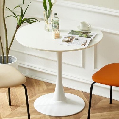 Modern 24" Round Table, Small Pedestal Dining Table with MDF Top for Kitchen, Dining Tables for Small Spaces or Living Room-The Pop Home