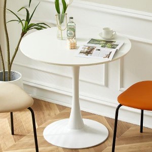 Modern 24" Round Table, Small Pedestal Dining Table with MDF Top for Kitchen, Dining Tables for Small Spaces or Living Room-The Pop Home - 1 of 4