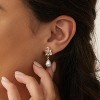 Pearl Earrings: 14k Gold-plated Cubic Zirconia Accented Pearl Drop Dangle Wedding Engagement Earrings For Women Bridal Bridesmaid - 4 of 4