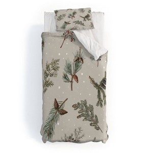 Deny Designs Twin/Twin Extra Long Emanuela Carratoni Festive Forest Duvet Cover and Pillow Sham - 1 of 4