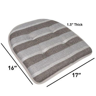Bradford Striped Gray and Brown Memory Foam Chair Cushions, 12-Pack
