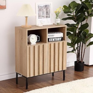 23.6 Inch Wave Stripe Sideboard Buffet Cabinet with Storage,with Adjustable Shelves, Coffee Wine Bar Organizer for Kitchen, Entryway, Living Room - 1 of 4