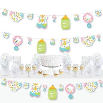 Big Dot of Happiness Colorful Baby Shower - Gender Neutral Party DIY Decorations - Clothespin Garland Banner - 44 Pieces