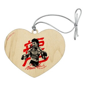 Bruce Lee Signature Heart Love Wood Christmas Tree Holiday Ornament - 1 of 3