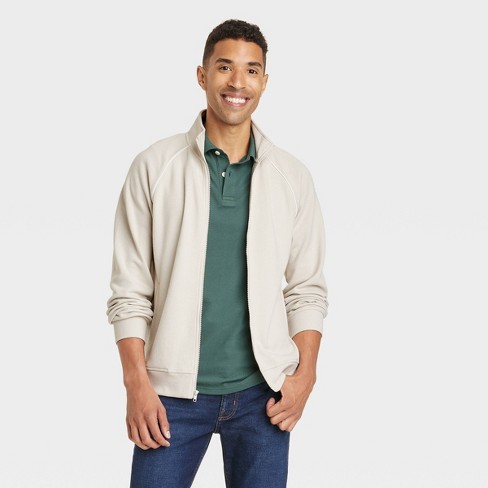 Men's Casual Fit Zip-up Sweatshirt - Goodfellow & Co™ Cream M : Target