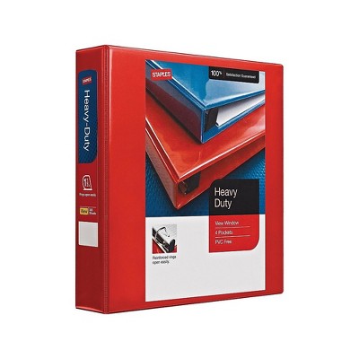 Staples Heavy Duty 1 1/2" 3-Ring View Binder Red (24681) 82682