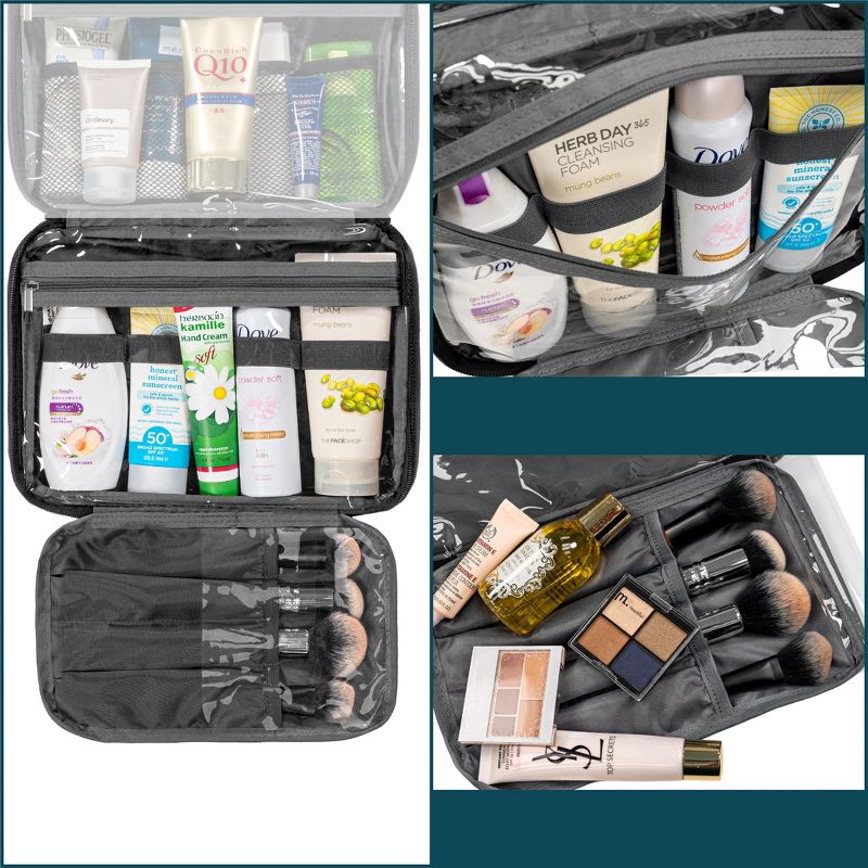 PAVILIA Hanging Toiletry Bag Women Men, Foldable Large Travel Cosmetic Organizer, Water Resistant Makeup Toiletries Essentials Kit, 5 of 9